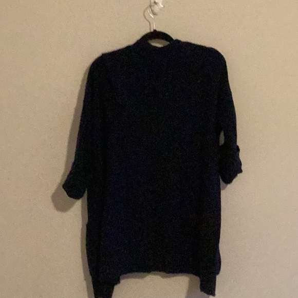 Eileen Fisher sweater 2 pocket dark blue long sleeve med gently worn comfy cozy - Picture 5 of 7